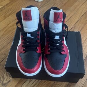 Jordan High-Top Sneakers in Red, Black, and White